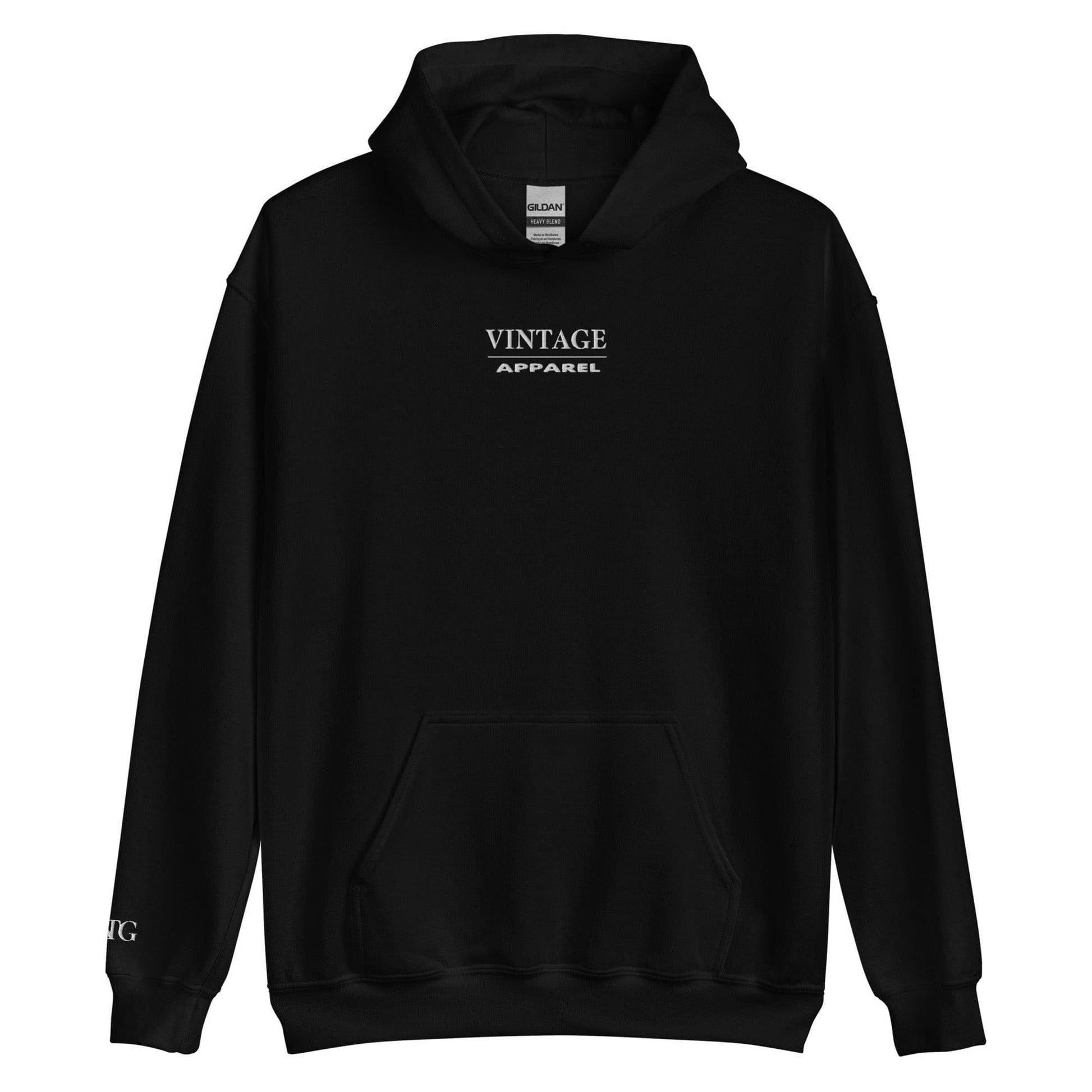 BOX LOGO EMBROIDERED HOODIE BLACK - VINTAGE APPAREL